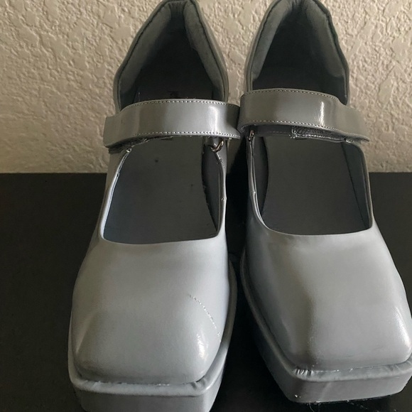 Jeffrey Campbell Reine Mary Jane SquareToe Blue Y2K Goth Platform Pumps 6.5 - Picture 3 of 16